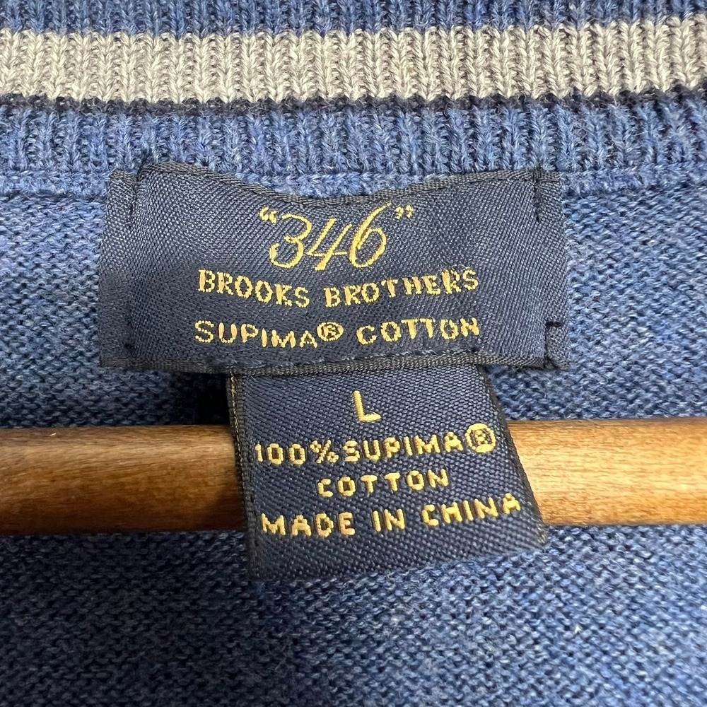 Brooks Brothers 346 Supima Cotton V Neck Sweater Vest Mens Blue Size L - Picture 5 of 8